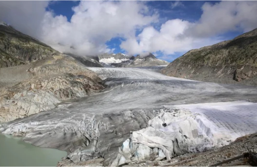 Glacier surrounded by mountains